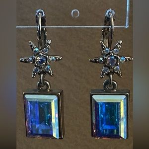 Kirks Folly Rose Gold Colored Star earring with Aurora Borealis Stone